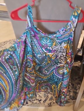 mandee Multicolor Paisley & Floral Print Camisole - Teal, Purple, Yellow